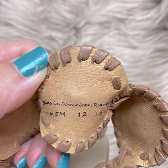 Jack Rogers Leather Lauren Slide Sandal Floral Shaped Low Stacked Heel - Picture 8 of 14